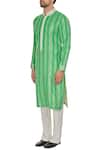 Buy_Kunal Anil Tanna_Green Spun Silk Silver Gota Embroidered Kurta Set  _Online_at_Aza_Fashions