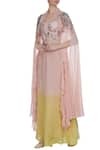 Buy_Mani Bhatia_Yellow Cotton Silk Embroidered Sequins Sweetheart Ombre And Bugle Bead Cape Set _at_Aza_Fashions