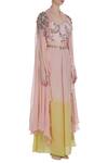 Mani Bhatia_Yellow Cotton Silk Embroidered Sequins Sweetheart Ombre And Bugle Bead Cape Set _Online_at_Aza_Fashions