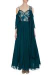 Shop_Mani Bhatia_Green Cold-shoulder Corset Pleated Anarkali With Cancan Underlayer_Online_at_Aza_Fashions