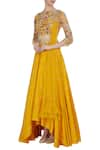 Buy_Mani Bhatia_Yellow Raw Silk Embroidered Sequins Round High-low Lehenga Set _at_Aza_Fashions