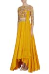 Buy_Mani Bhatia_Yellow Raw Silk Embroidered Sequins Round High-low Lehenga Set _Online_at_Aza_Fashions