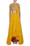 Shop_Mani Bhatia_Yellow Raw Silk Embroidered Sequins Round High-low Lehenga Set _Online_at_Aza_Fashions