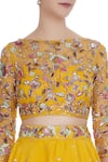 Mani Bhatia_Yellow Raw Silk Embroidered Sequins Round High-low Lehenga Set _at_Aza_Fashions