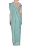 Shop Pooja Peshoria Blue Organza Embroidered Floral Round Hand Saree With Blouse at Aza Fashions Shop_Pooja Peshoria_Blue Organza Embroidered Floral Round Hand Saree With Blouse _at_Aza_Fashions