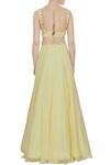 Shop Pooja Peshoria Yellow Georgette Embroidered Floral Round Sequin And Cutdana Hand Lehenga Set at Aza Fashions Shop_Pooja Peshoria_Yellow Georgette Embroidered Floral Round Sequin And Cutdana Hand Lehenga Set _at_Aza_Fashions