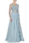 Pooja Peshoria Blue Satin Embroidered Cut Dana Illusion And Net Swarovski & Sequin Lehenga Set Online at Aza Fashions Pooja Peshoria_Blue Satin Embroidered Cut Dana Illusion And Net Swarovski & Sequin Lehenga Set _Online_at_Aza_Fashions