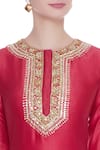 Neha Khullar_Red Chanderi Silk Embroidered Kurta Set  _at_Aza_Fashions