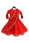 Shop_Fayon Kids_Red Silk, Net Sequins Embroidered Peplum Lehenga Set _at_Aza_Fashions