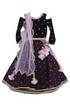 Buy_Fayon Kids_Maroon Velvet, Net Sequins, Embroidery And Choli With Frilled Lehenga & Dupatta _at_Aza_Fashions
