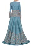 Shop_Nitika Kanodia Gupta_Blue Raw Silk Blouse Round Hand Embroidered Lehenga Set With  _at_Aza_Fashions