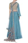 Shop_Nitika Kanodia Gupta_Blue Georgette Round Hand Embroidered Lehenga Set  _at_Aza_Fashions