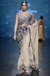 Buy_Rabani & Rakha_Blue Net Embroidered Saree With Blouse_at_Aza_Fashions