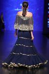 Shop_Rabani & Rakha_Blue , Net, Dupion Sequin Carmen Embellished Lehenga Set _at_Aza_Fashions