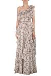 Buy_Deme by Gabriella_Beige Asymmetric One Shoulder Gown For Women_at_Aza_Fashions