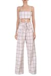 Buy_Deme by Gabriella_White Square Neck Checkered Crop Top _at_Aza_Fashions