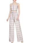 Buy_Deme by Gabriella_White Square Neck Checkered Pant Set _at_Aza_Fashions