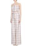 Buy_Deme by Gabriella_White Square Neck Checkered Pant Set _Online_at_Aza_Fashions