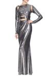 Buy_Deme by Gabriella_Silver Metallic Gown_at_Aza_Fashions