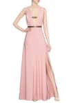 Buy_Deme by Gabriella_Pink Flared Slit Gown_at_Aza_Fashions