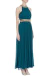 Nidhika Shekhar_Green Round Pleated Gown _Online_at_Aza_Fashions