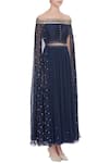 Nidhika Shekhar_Blue One Shoulder Cape Detail Gown _Online_at_Aza_Fashions