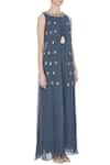 Nidhika Shekhar_Blue Crew Neck Georgette Bead And Sequin Layered Jumpsuit  _Online_at_Aza_Fashions