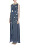 Buy_Nidhika Shekhar_Blue Crew Neck Georgette Bead And Sequin Layered Jumpsuit  _Online_at_Aza_Fashions