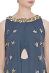 Nidhika Shekhar_Blue Crew Neck Georgette Bead And Sequin Layered Jumpsuit  _at_Aza_Fashions