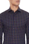 Vikram Bajaj_Blue Cotton Checkered Shirt  _at_Aza_Fashions