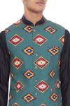 Vikram Bajaj_Green Cotton Printed Bundi_at_Aza_Fashions