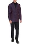 Buy_Vikram Bajaj_Purple Linen Double Breasted Blazer  _at_Aza_Fashions