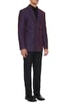 Vikram Bajaj_Purple Linen Double Breasted Blazer  _Online_at_Aza_Fashions