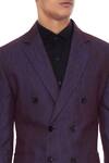 Vikram Bajaj_Purple Linen Double Breasted Blazer  _at_Aza_Fashions