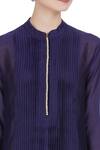 Aalyxir_Blue Chanderi Pleated Mandarin Collar Nehru Kurta With Front Style_at_Aza_Fashions