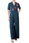 Buy_Shahin Mannan_Blue Applique Work Jumpsuit With Utility Pockets  _at_Aza_Fashions