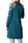 Shop_Shahin Mannan_Green Emerald Shirt Dress With Hand Embroidered Mushroom Motifs  _at_Aza_Fashions