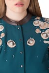 Shahin Mannan_Green Emerald Shirt Dress With Hand Embroidered Mushroom Motifs  _Online_at_Aza_Fashions