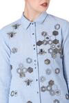 Shop_Shahin Mannan_Blue Ice Sequin And Bead Hand Embroidery Shirt Dress _at_Aza_Fashions