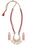 Buy_Posh By Rathore_Red Faceted Bead And Kundan Necklace With Earrings _at_Aza_Fashions