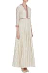 Neha Gursahani_Off White V Neck Ivory Chanderi Embroidered Anarkali Dress _Online_at_Aza_Fashions