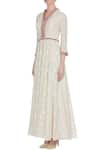 Buy_Neha Gursahani_Off White V Neck Ivory Chanderi Embroidered Anarkali Dress _Online_at_Aza_Fashions