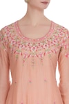 Neha Gursahani_Peach Round Embroidered Anarkali Set_at_Aza_Fashions