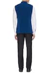 Shop_SVA by Sonam & Paras Modi_Blue Volvo Asymmetric Bundi_at_Aza_Fashions