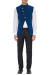 Shop_SVA by Sonam & Paras Modi_Blue Volvo Asymmetric Bundi_Online_at_Aza_Fashions