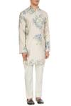 Sva By Sonam & Paras Modi_White Silk Printed Kurta And Pant Set_Online_at_Aza_Fashions