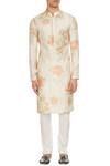 Shop_Sva By Sonam & Paras Modi_Cream Silk Printed Kurta And Pant Set_Online_at_Aza_Fashions