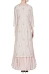 Shop_PUNIT BALANA_Pink Mulmul Embroidered Zari Work Round Neck Kurta With Tiered Pleated Inner _at_Aza_Fashions