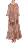 Shop_Punit Balana_Peach Mulmul Printed Tiered Maxi Dress_Online_at_Aza_Fashions