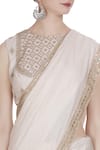 Buy_PUNIT BALANA_Pink Silk Embroidered Lace Work Round Neck Sleeveless Blouse With Border Saree _Online_at_Aza_Fashions